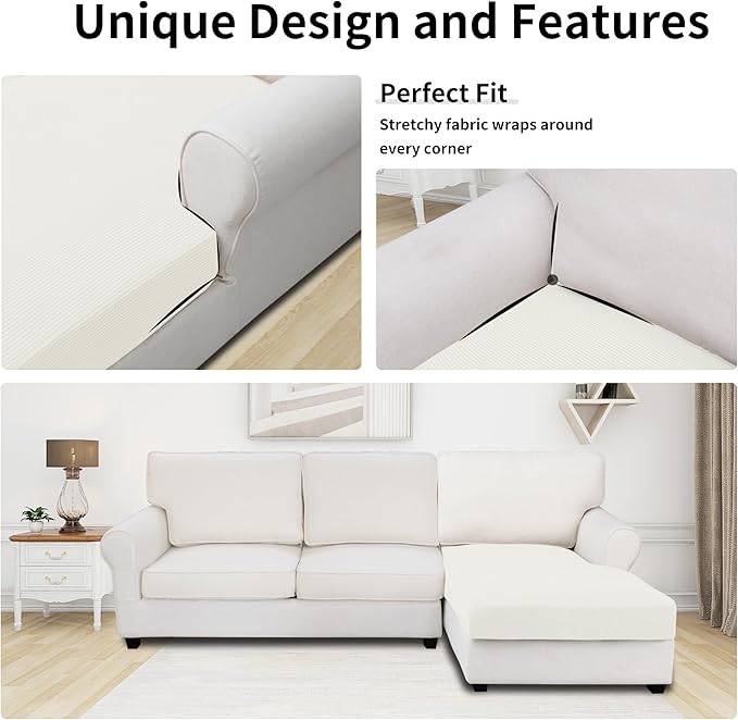 Easy-Going Stretch Sectional Couch Covers 1 Piece Chaise Lounge Slipcover L