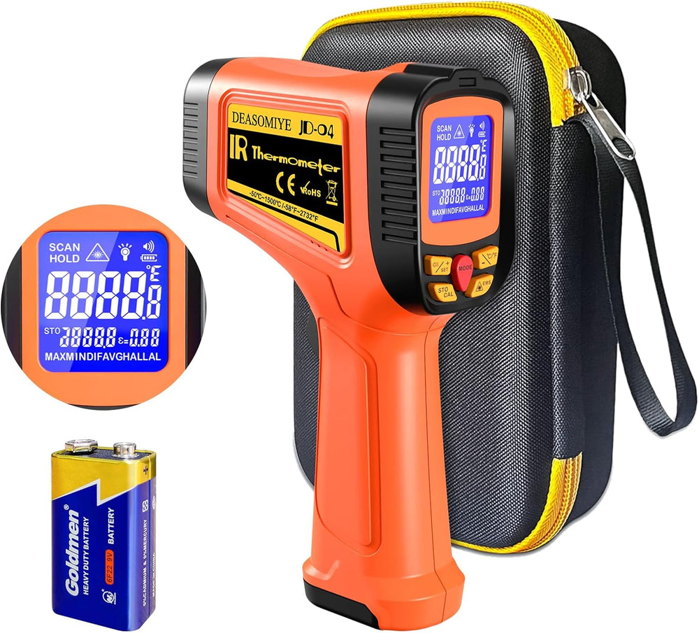 -58°F to 2732°F Digital Infrared Thermometer Gun, 50:1 Distance Ratio Laser