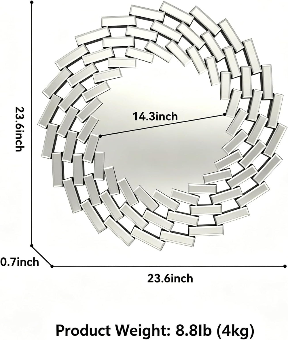 SHYFOY Round Mirror for Wall Decor, 24" Decorative Wall Mirror