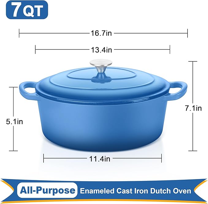 E-far 7QT Oval Dutch Oven Pot
