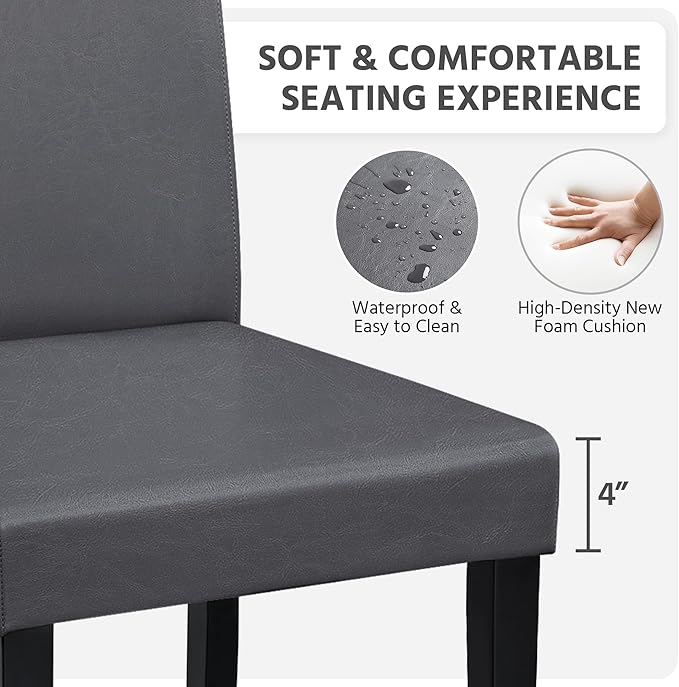 Yaheetech Dining Chairs Set of 4 PU Leather Upholstered Parsons Dining Chairs...