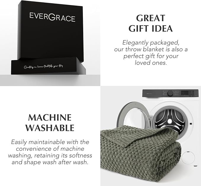 EVERGRACEHOME Chunky Chenille Knit Throw Blanket