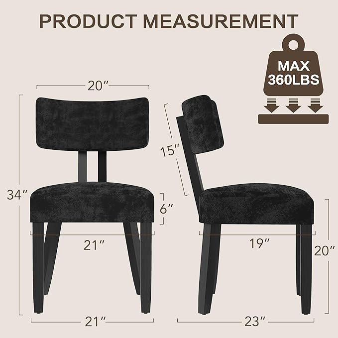 GOTMINSI Mid Century Modern Dining Chairs,Velvet Farmhouse Upholstered Kitche...