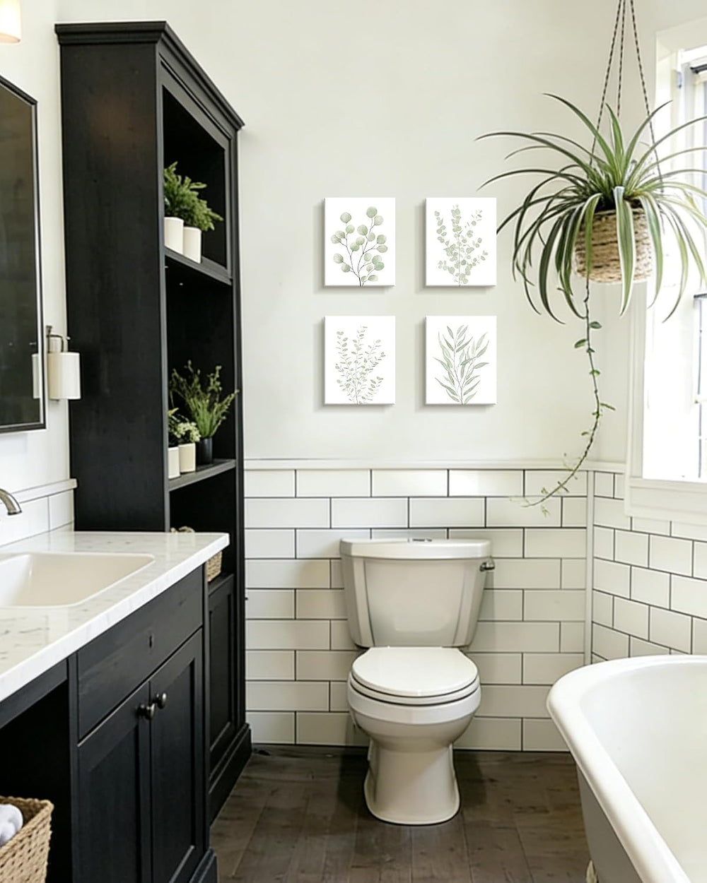 Drsoum Botanical Plant Framed Wall Art Boho Wall Decor for Bathroom Sage Gree...