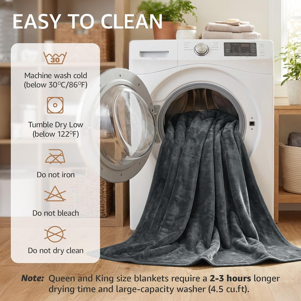 LOOBANI Waterproof Blanket for Queen Bed, Couch, 80" x 80", Gray