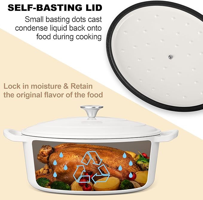 E-far 7QT Oval Dutch Oven Pot