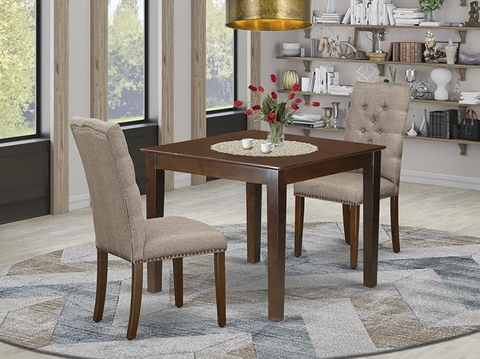 East West Furniture OXEL3-MAH-16 3 Piece Dining Set Contains a Square Dining ...
