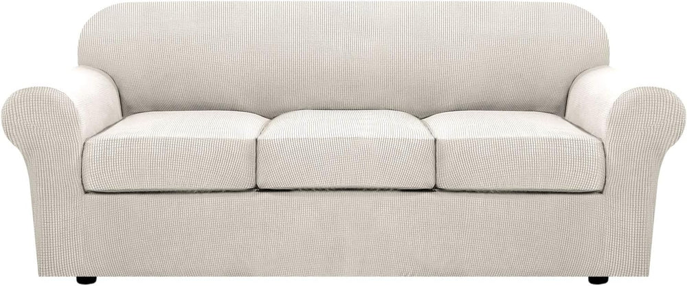 H.VERSAILTEX 4 Piece Stretch Couch Covers for 3 Cushion Couch Sofa Furniture ...