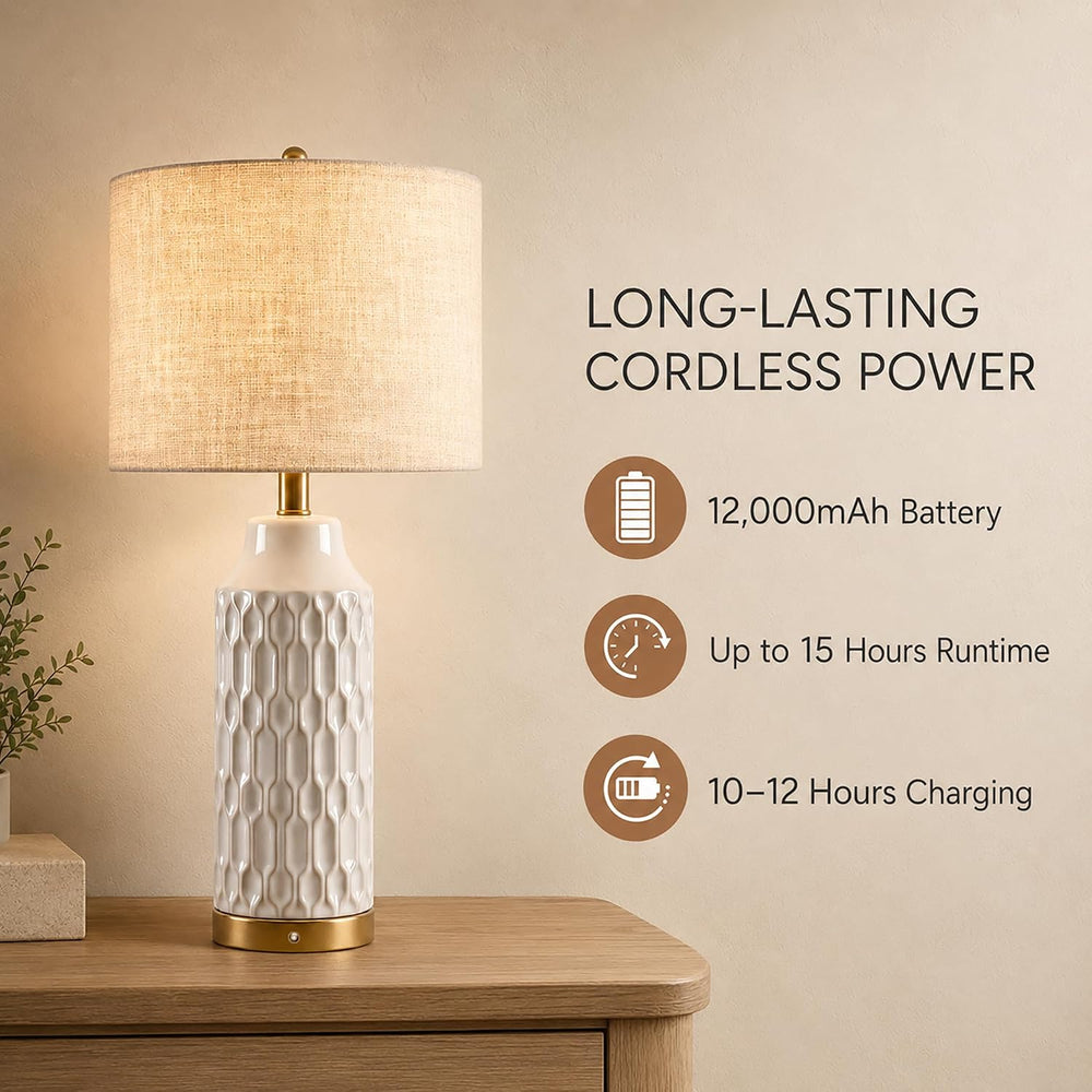 24''Cordless Table Lamp Touch Dimmable Bedside Lamps Set of 2 for Bed...