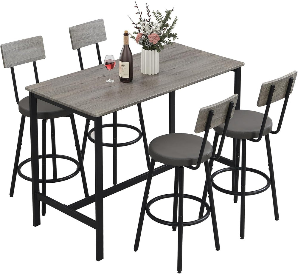 Zevemomo Dining Table Set for 4, 5-Piece Bar Table Set, Kitchen Table and Cha...