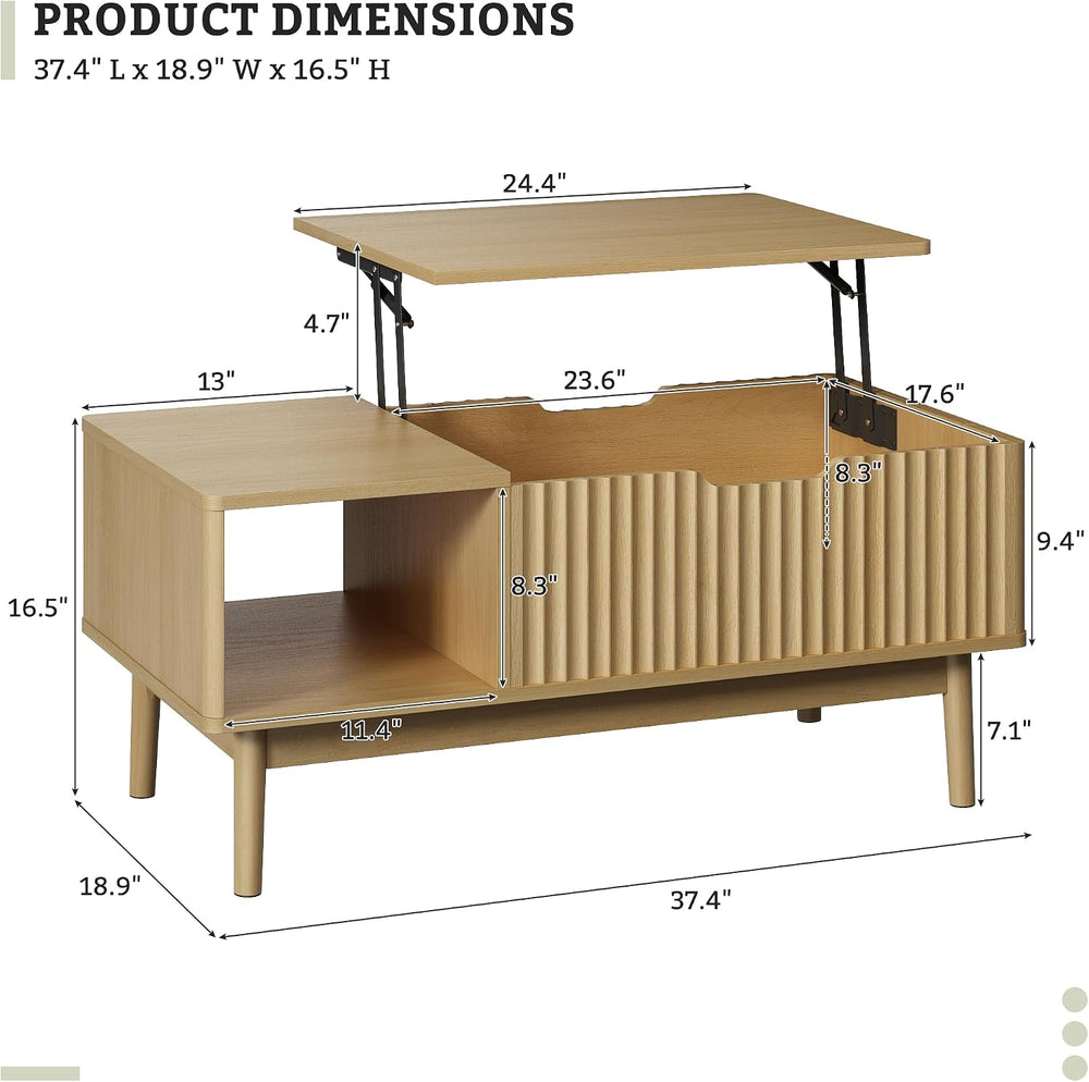 LYNSOM Wood Lift Top Coffee Table with Storage,Rising Coffee Tables with Hidd...