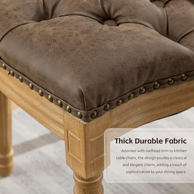 PU Leather Upholstered Dining Chairs Set of 6 French Country Round Back Kitch...