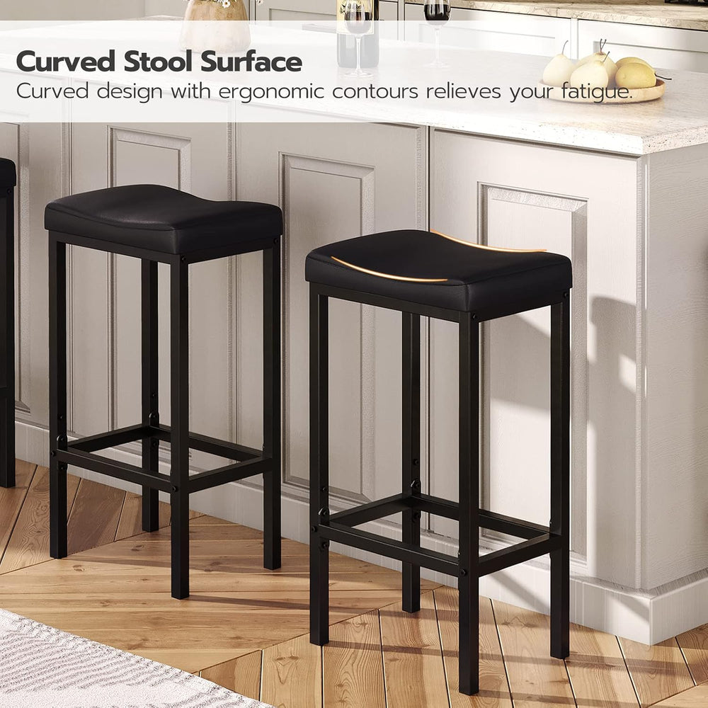 HOOBRO Bar Stools, Set of 2 Bar Chairs, Counter Height Stools, Saddle Barstoo...
