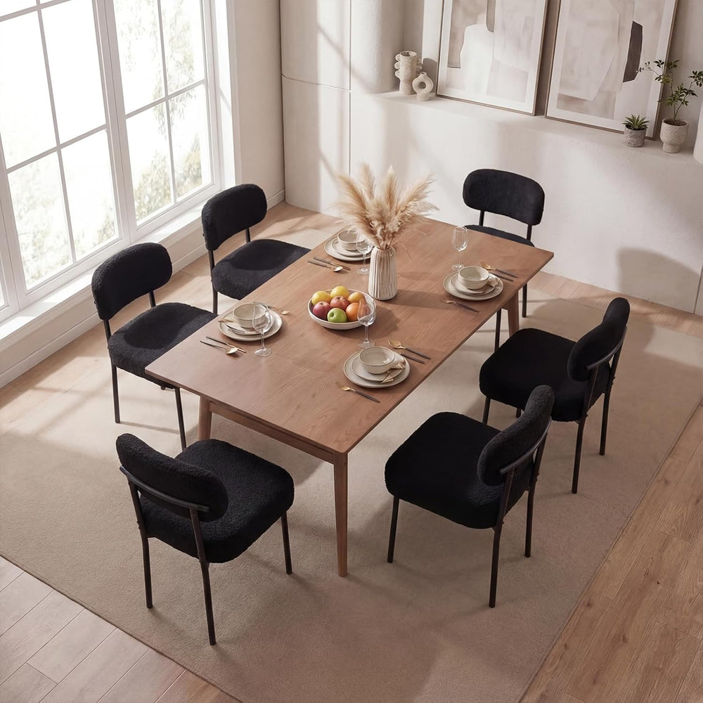 Dining Chairs, Beige Boucle Dining Chairs, Kitchen Dining Room Chairs Curved ...