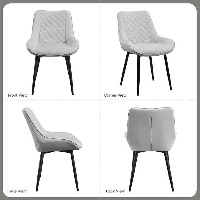 Dining Chair Set of 2, Modern Dining Chairs with Thick Cushions, Faux Leather...