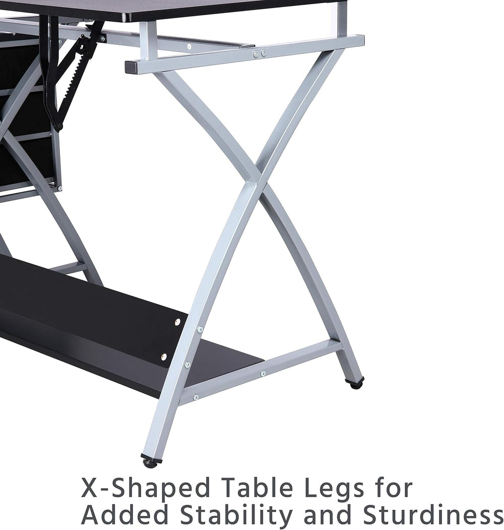 Topeakmart Drafting Tables, Draft Drawing Desk w/Stool and Tiltable Tabletop,...