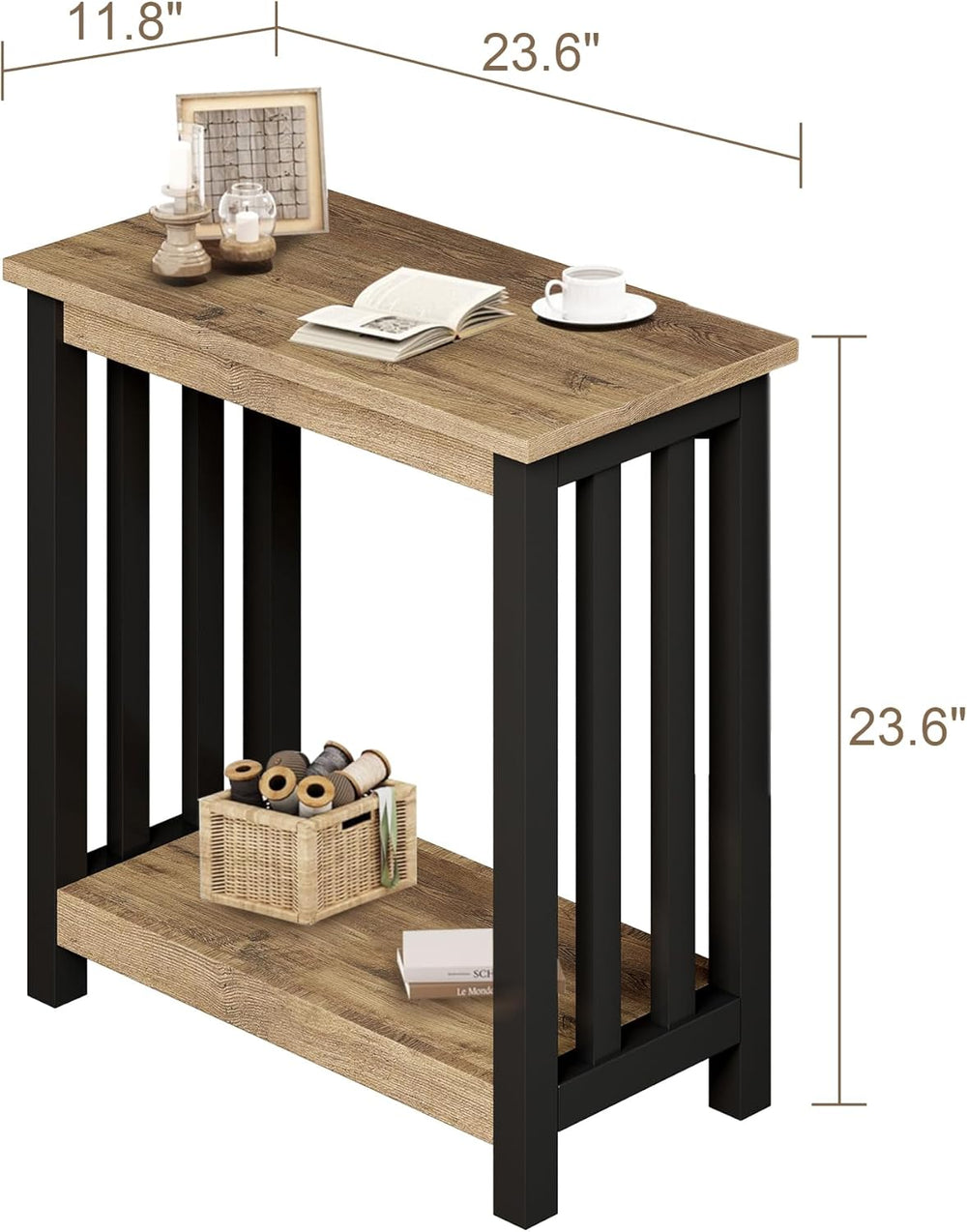 ChooChoo Mission End Tables Set of 2, Narrow Side Tables for Small Spaces, Ni...