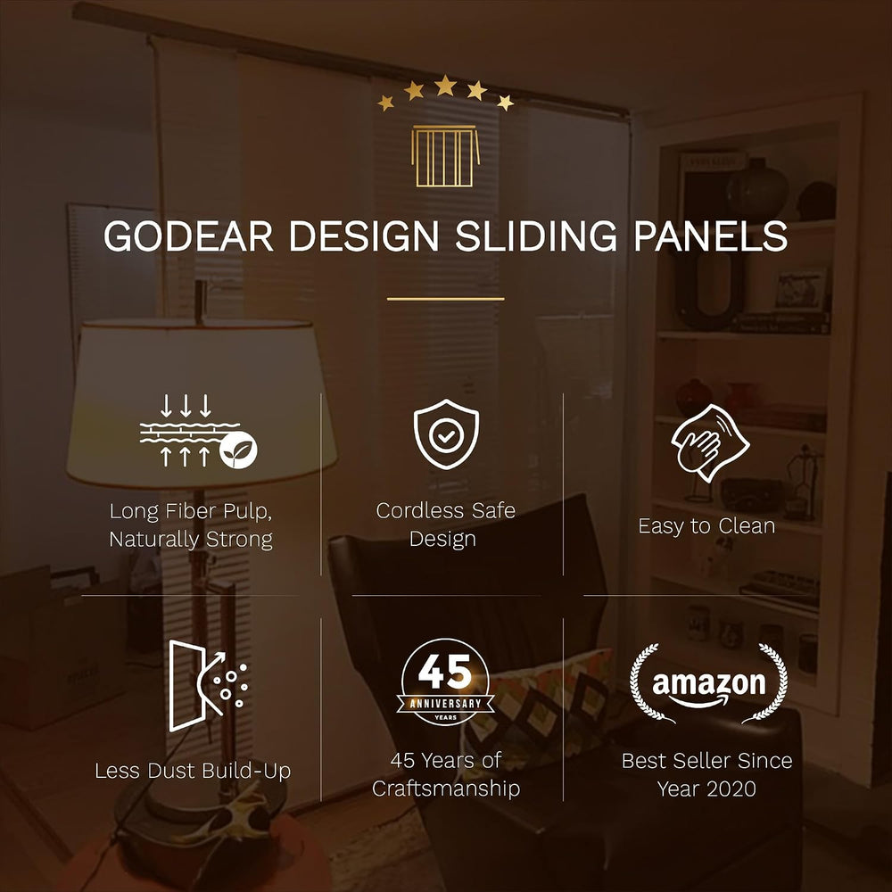 GoDear Design Natural Woven Light Filtering Panel Track Blinds, Marble