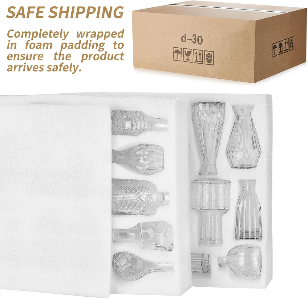 Glass Bud Vase Set of 32 Pcs, Vintage Clear Small Glass Vases for Flowers, Gl...