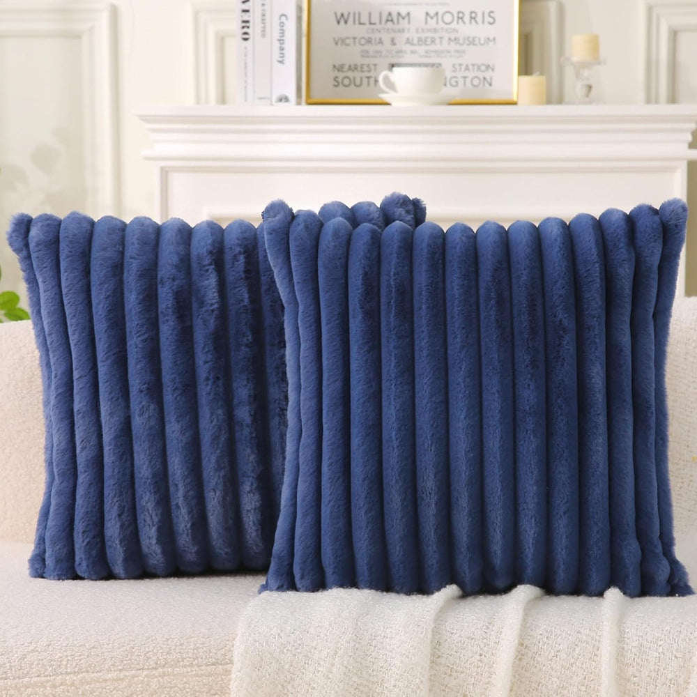 Decorative Throw Pillow with Inserts, Set of 2 Soft Faux Fur Throw Pillows, S...