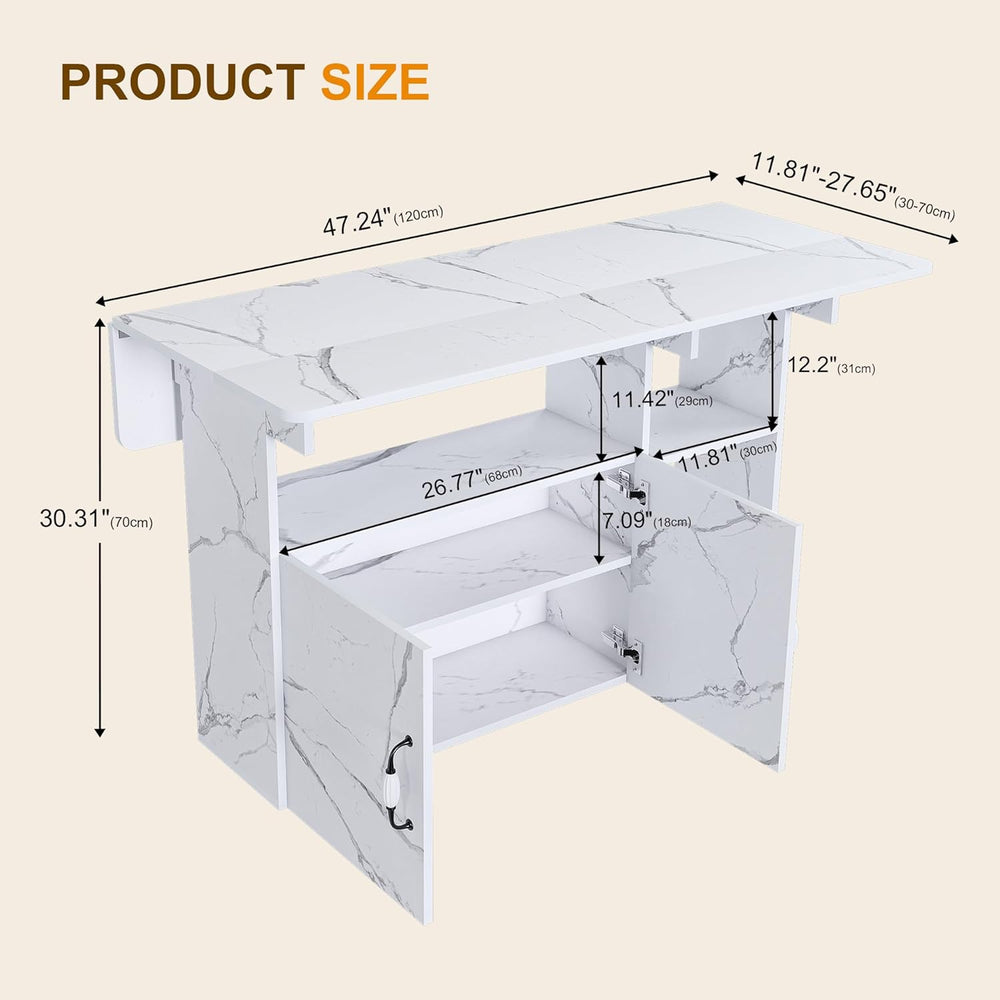Multi-Functional Folding Dining Table Kitchen Island with Storage Shelves and...