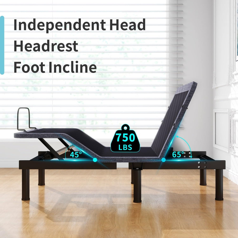 Vipbear Adjustable Bed Base Full Massage with 12" Memory Foam Mattress D...