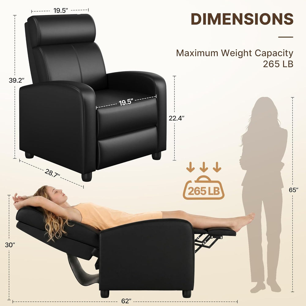 Yaheetech Recliner Chair PU Leather Recliner Sofa Home Theater Seating with L...