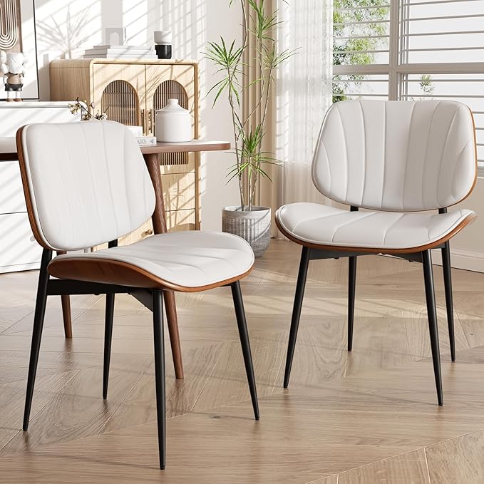 Dining Chair, Mid Century Modern Dining Room Chairs, Upholstered Faux Leather...