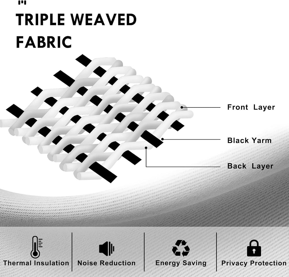 DWCN Wide Blackout Curtains for Bedroom Living Room 70 x 72 Inch Long Black