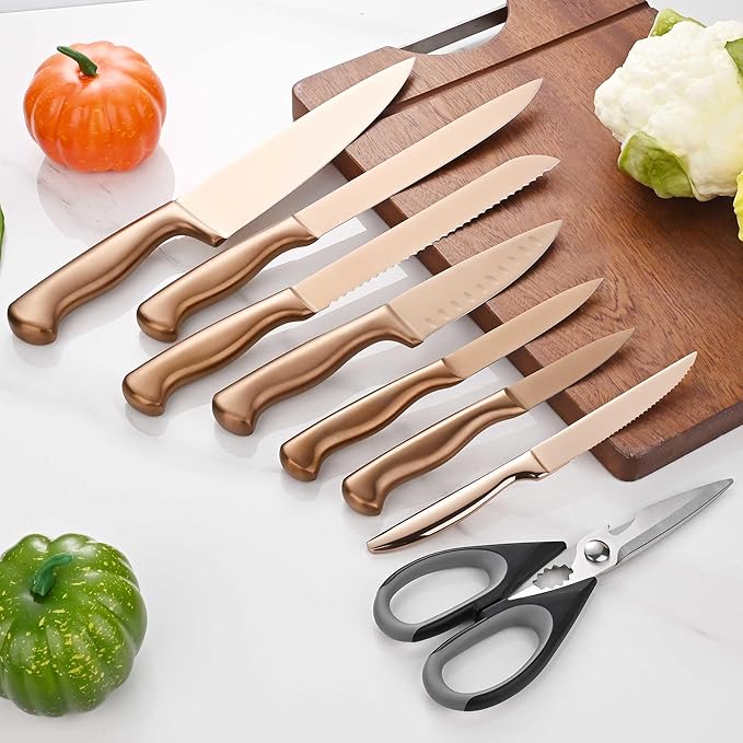 15-Piece Rose Gold Knife Block Set