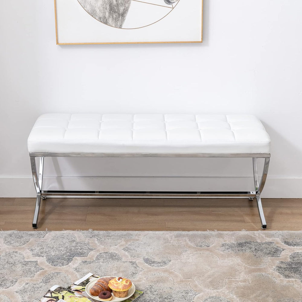 DUOMAY Modern Tufted Ottoman Bench, 45.75" W x 16.5" D x 19.25"...