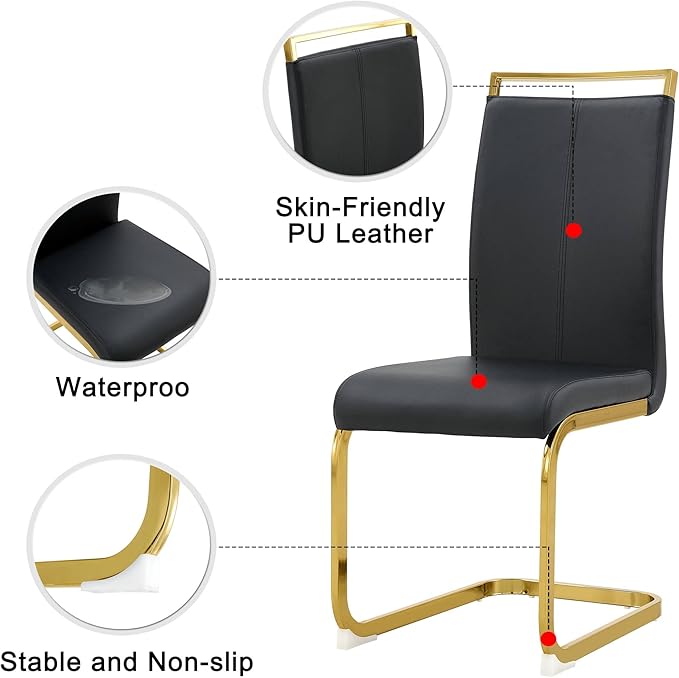 AZmac Modern Leather Dining Chairs Set of 4,Armless Kitchen Chairs,Dining Roo...