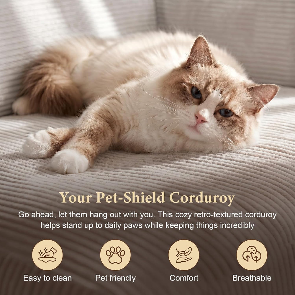 Convertible Futon Sofa Bed | 78.8โ Corduroy Boneless Couch with Pull Out Sofa...