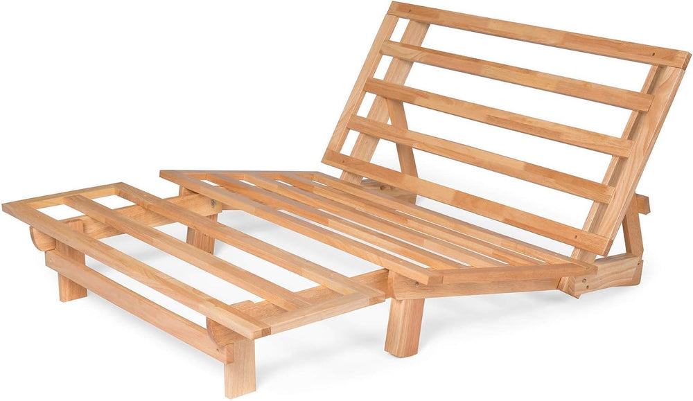 Nirvana Futons Tri-Fold Futon with Burgundy Mattress Included (Full Size, Nat...