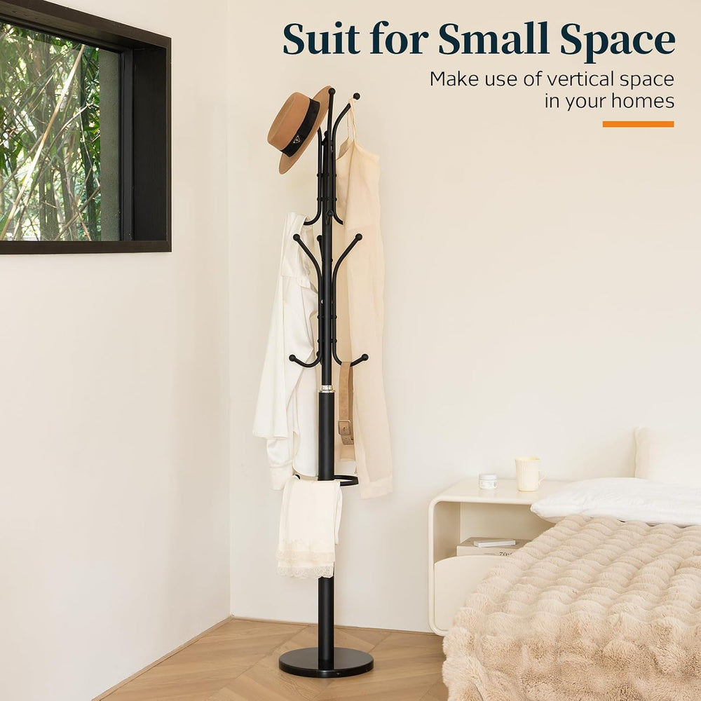 Yoobure Metal Coat Rack Freestanding with Marble Base, Coat Tree with 12 Hook...