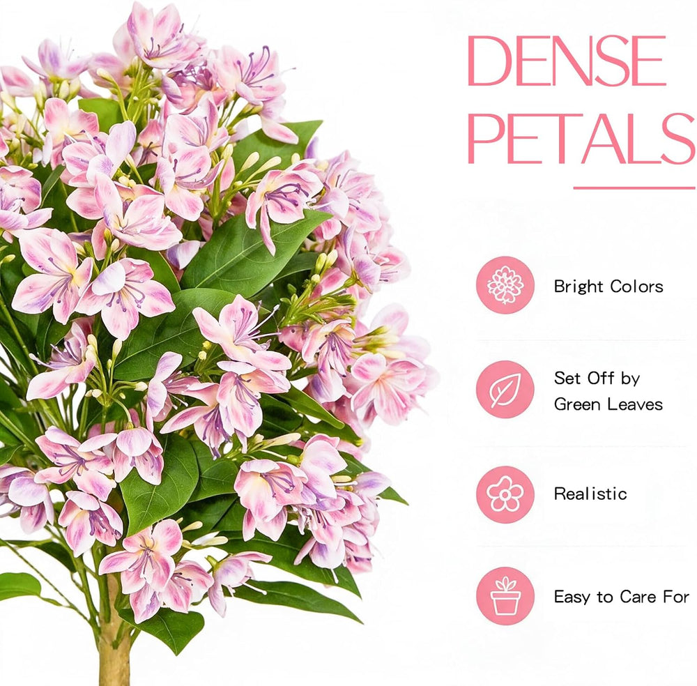 2 Pack Artificial Jasmine Flower Tree, 3FT Tall Faux Pink Potted Plant, UV Re...