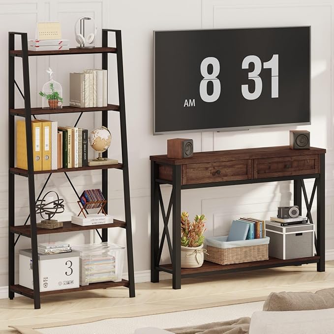 BON AUGURE Console Table with 2 Drawers, Entryway Tables with Storage, Sofa T...
