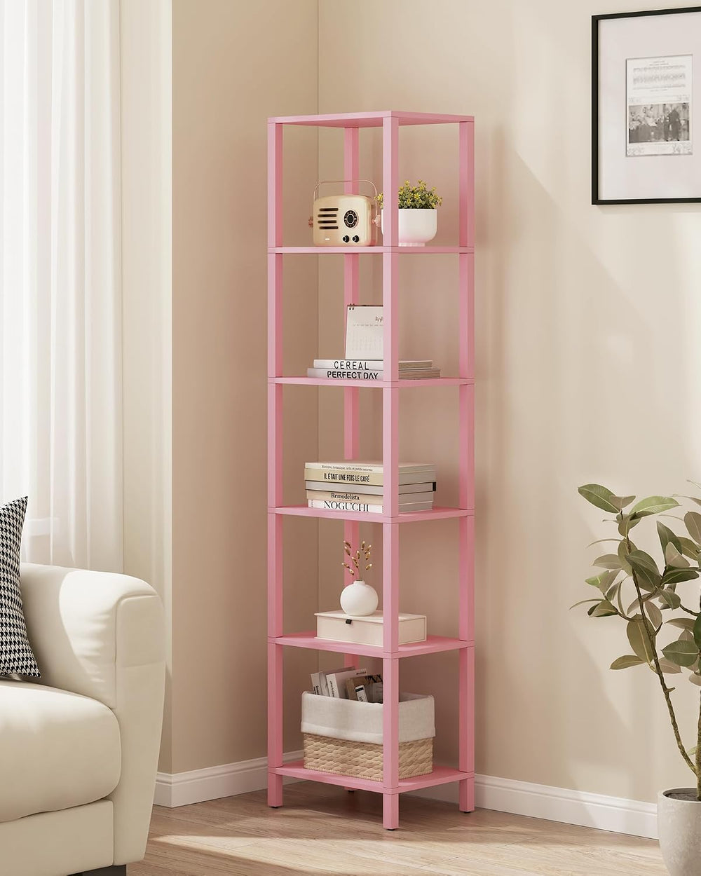TUTOTAK Bookshelf, 6-Tier Tall Narrow Book Shelf for Small Space | 10.7 x 14....