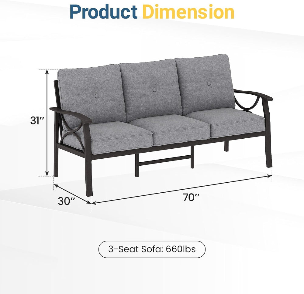 RoyalCraft Patio 3 Seats Sofa, All-Weather Outdoor Couch, Patio Furniture Sof...