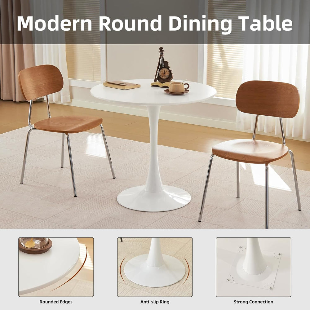 Round Dining Table, 31.5" Circle Tulip Table with Thickened Tabletop &am...