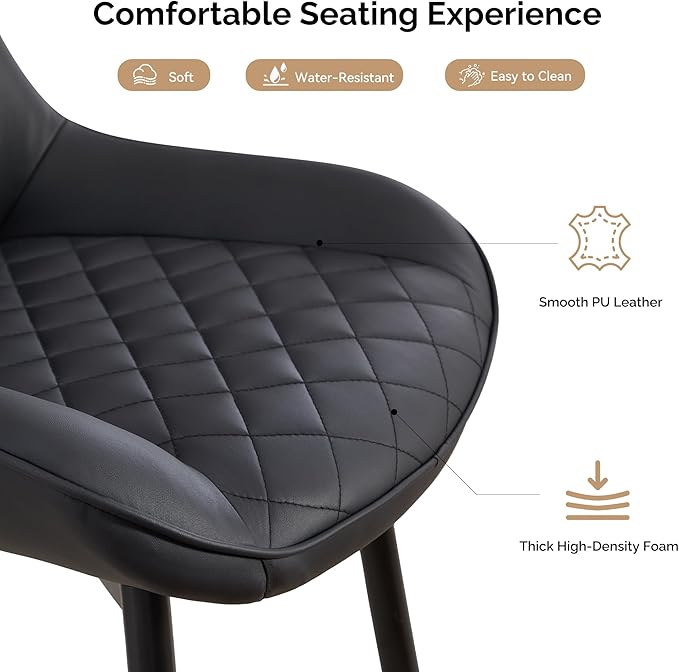 Dining Chair Set of 4, Modern Dining Chairs with Thick Cushions, Faux Leather...