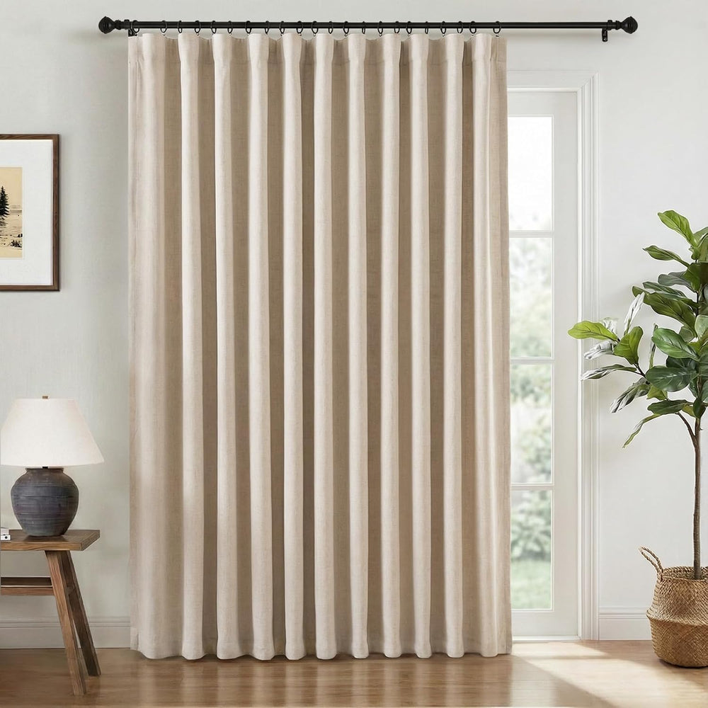INOVADAY Linen Textured 100% Blackout Sliding Door Curtains 102x84 Oatmeal