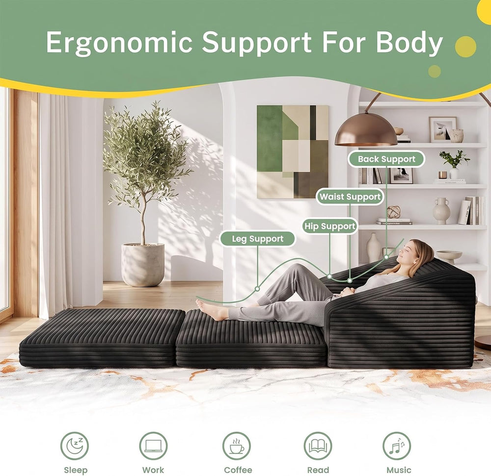 Convertible Sofa Bed, Boneless Loveseat Sleeper Folding Couch Bed with Backre...