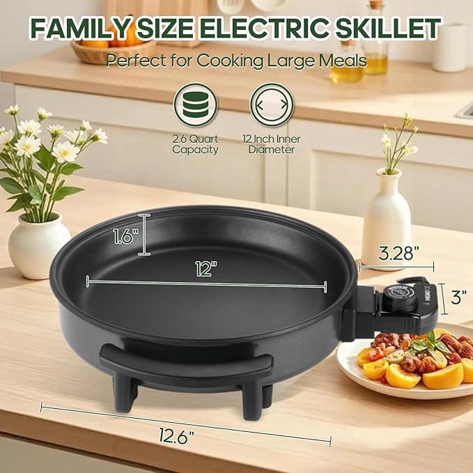 12" Round Electric Skillet