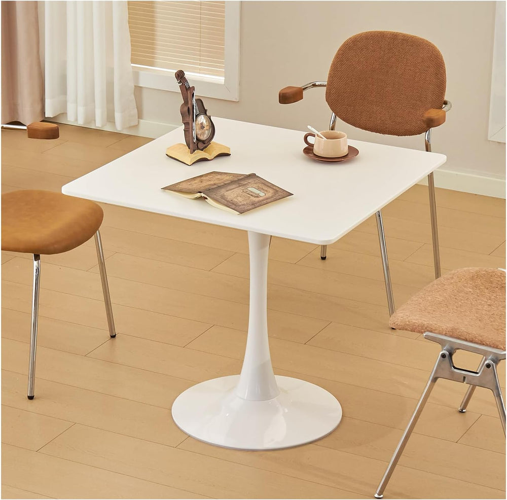 Square Dining Table, 31.5" Tulip Table with Thickened Tabletop & Met...