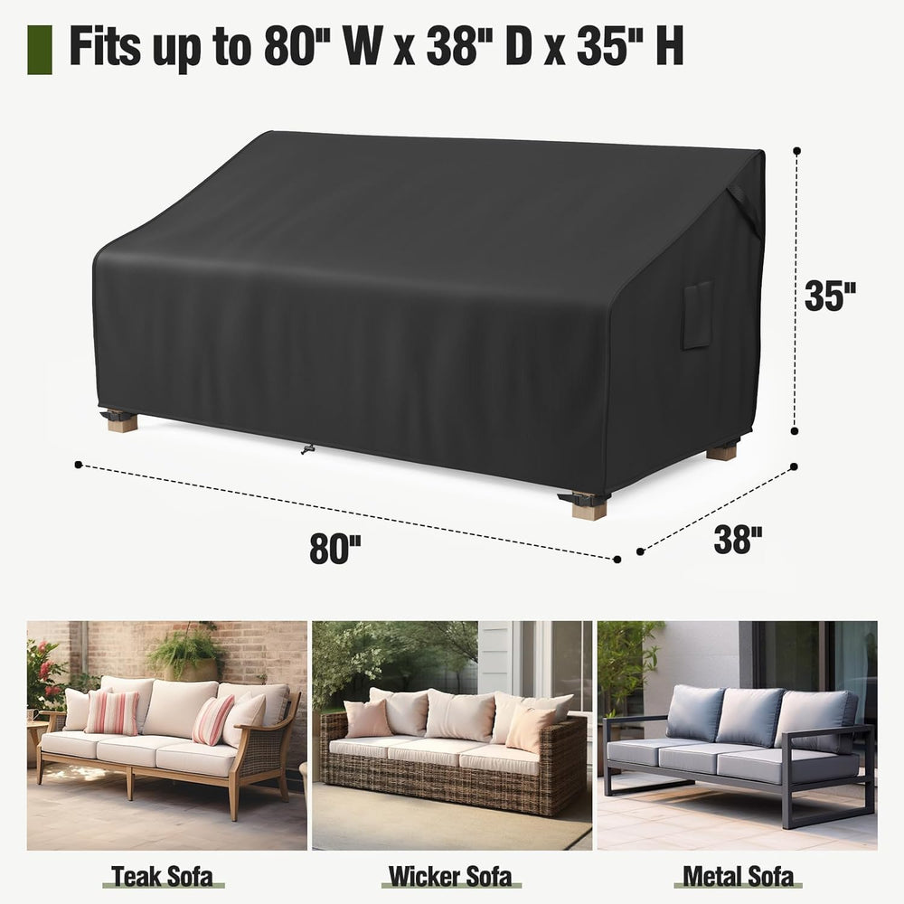 MR. COVER 3-Seater Outdoor Couch Cover Waterproof, 80 Inch Patio Furniture Co...