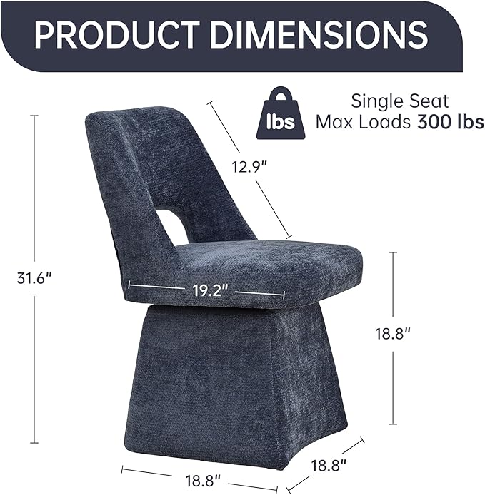 VKNOW Upholstered Swivel Dining Chairs Set of 2, Modern Dining Room Chairs wi...