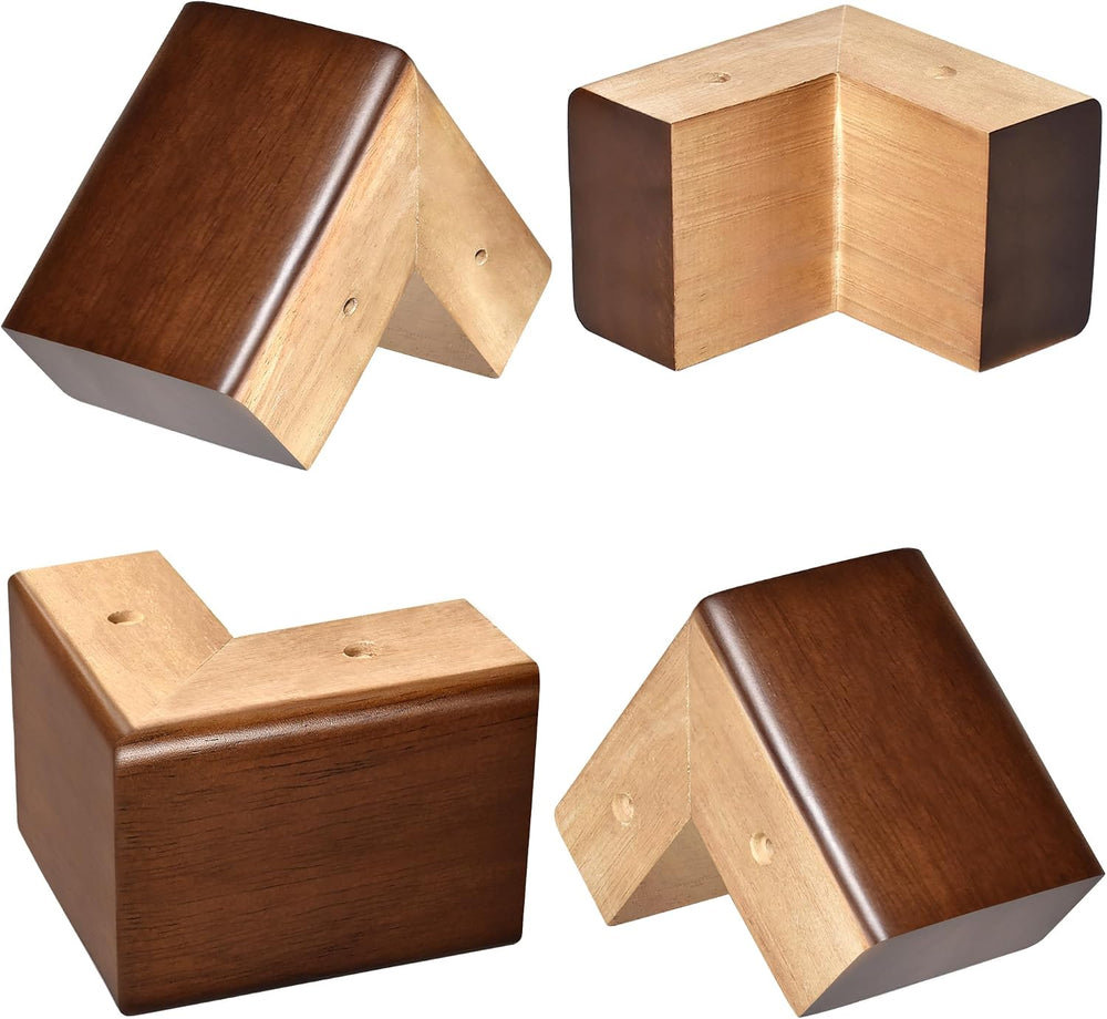 Solid Wood Legs for Furniture, L-Shaped Bed Risers, Furniture Legs for Sofa C...