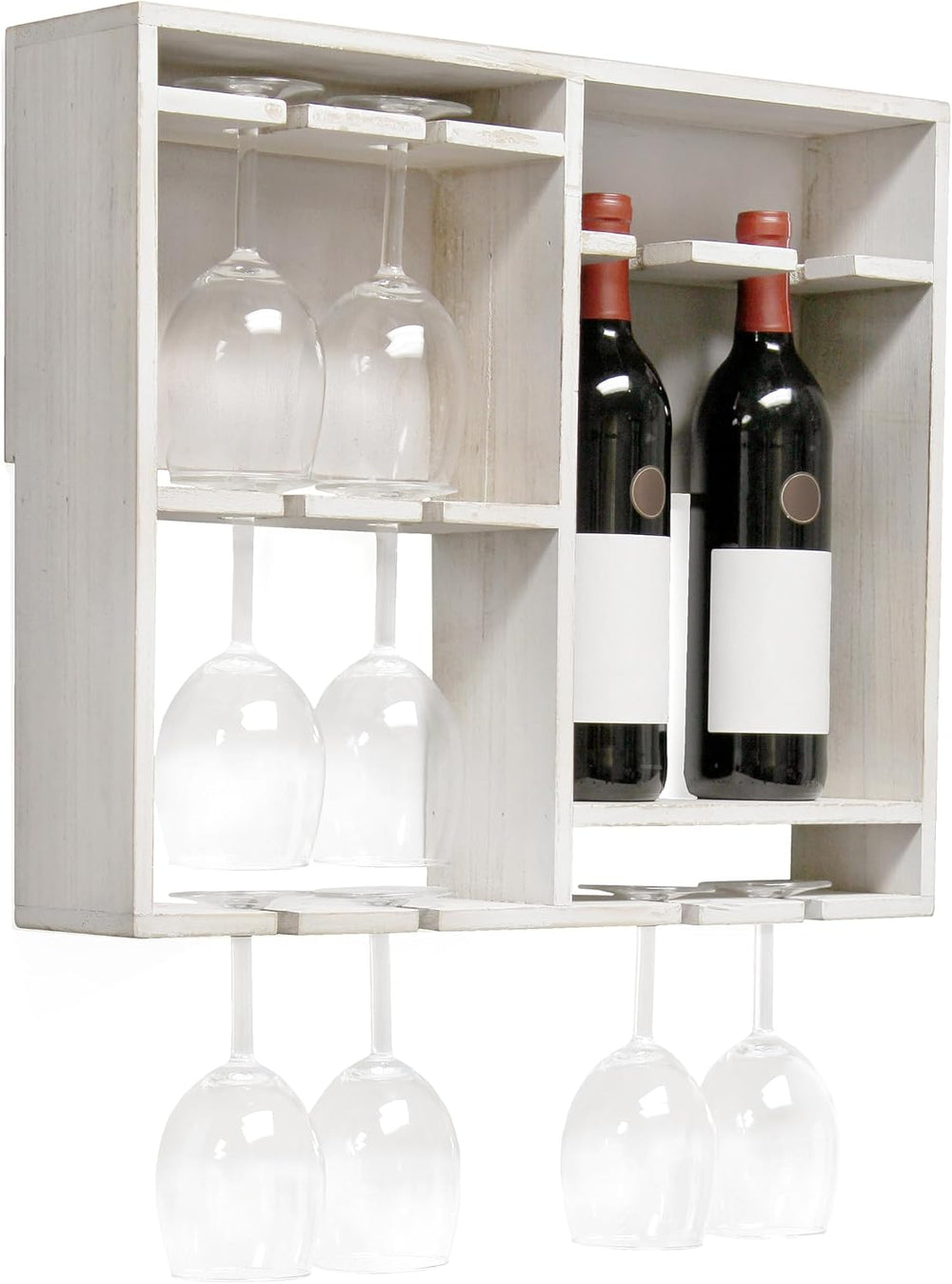 Elegant Designs HG1029-WWH 16.4" Wine & Dine Wooden Wall Mounted Win...