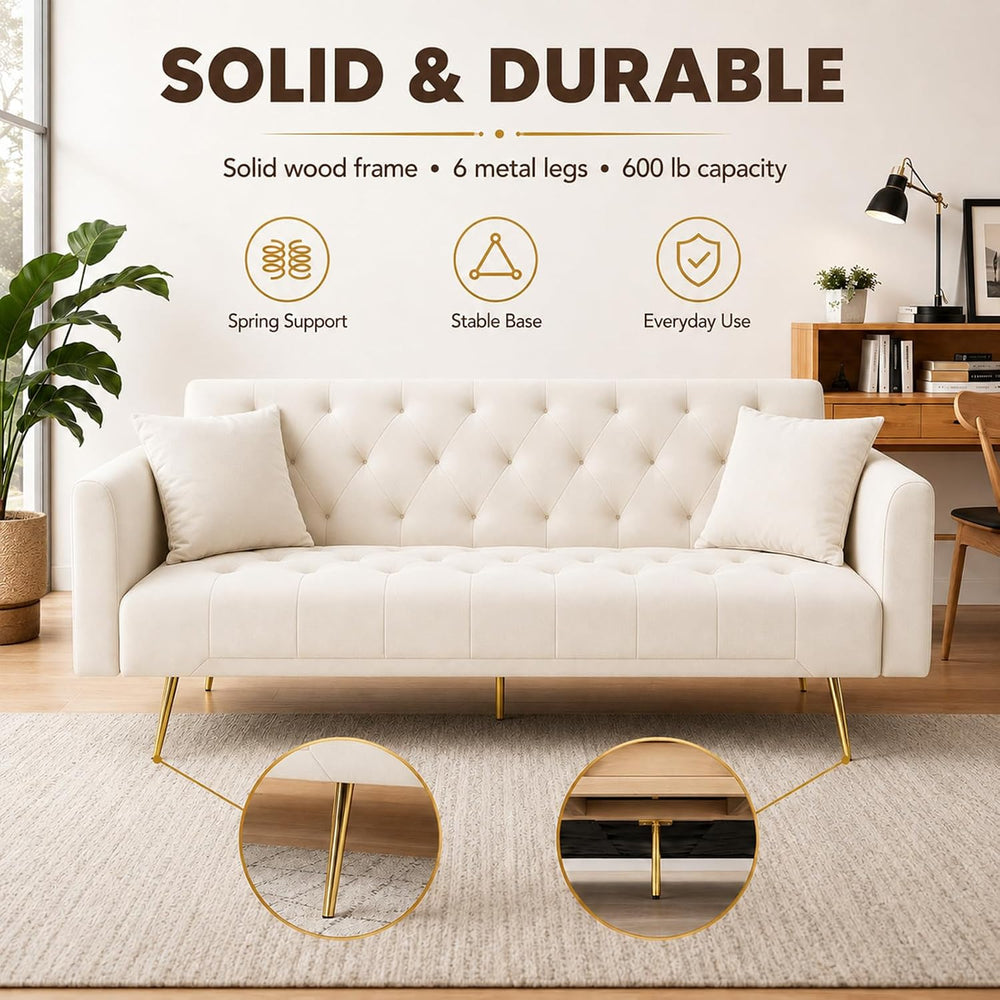 Anwick 72''Modern Velvet Sofa Bed Futon,Convertible Folding Sleeper C...